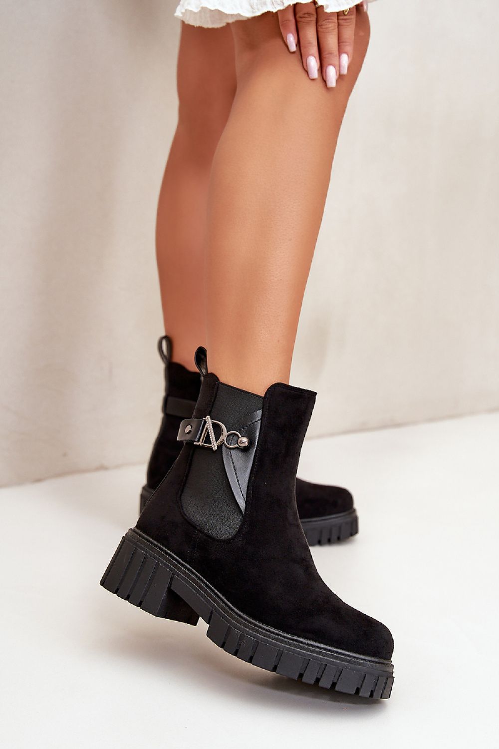 Women's Black gold detail ankle boots