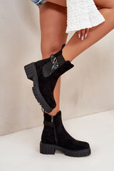 Women's Black gold detail ankle boots