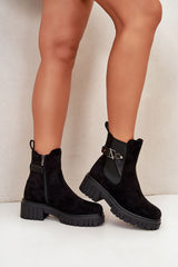 Women's Black gold detail ankle boots