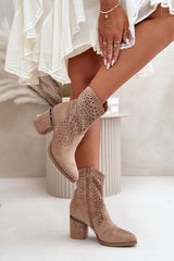 Elegant heel lace-up ankle boots