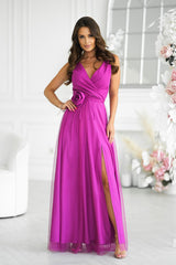 Beautiful long evening dress with two-layer bottom