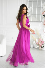 Beautiful long evening dress with two-layer bottom