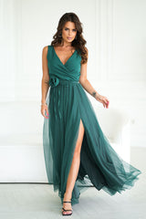 Beautiful long evening dress with two-layer bottom