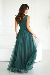 Beautiful long evening dress with two-layer bottom