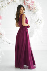 Beautiful long evening dress with two-layer bottom