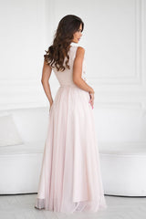 Beautiful long evening dress with two-layer bottom