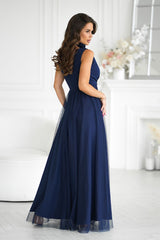 Beautiful long evening dress with two-layer bottom