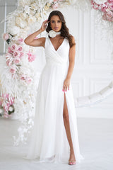 Beautiful long evening dress with two-layer bottom