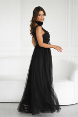 Beautiful long evening dress with two-layer bottom