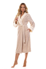 Elegant collar beige bathrobe