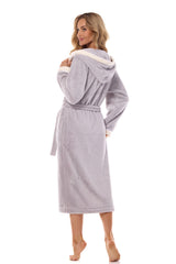 Grey bathrobe decorated with delicate embroidery