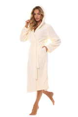 Beige bathrobe with a hood