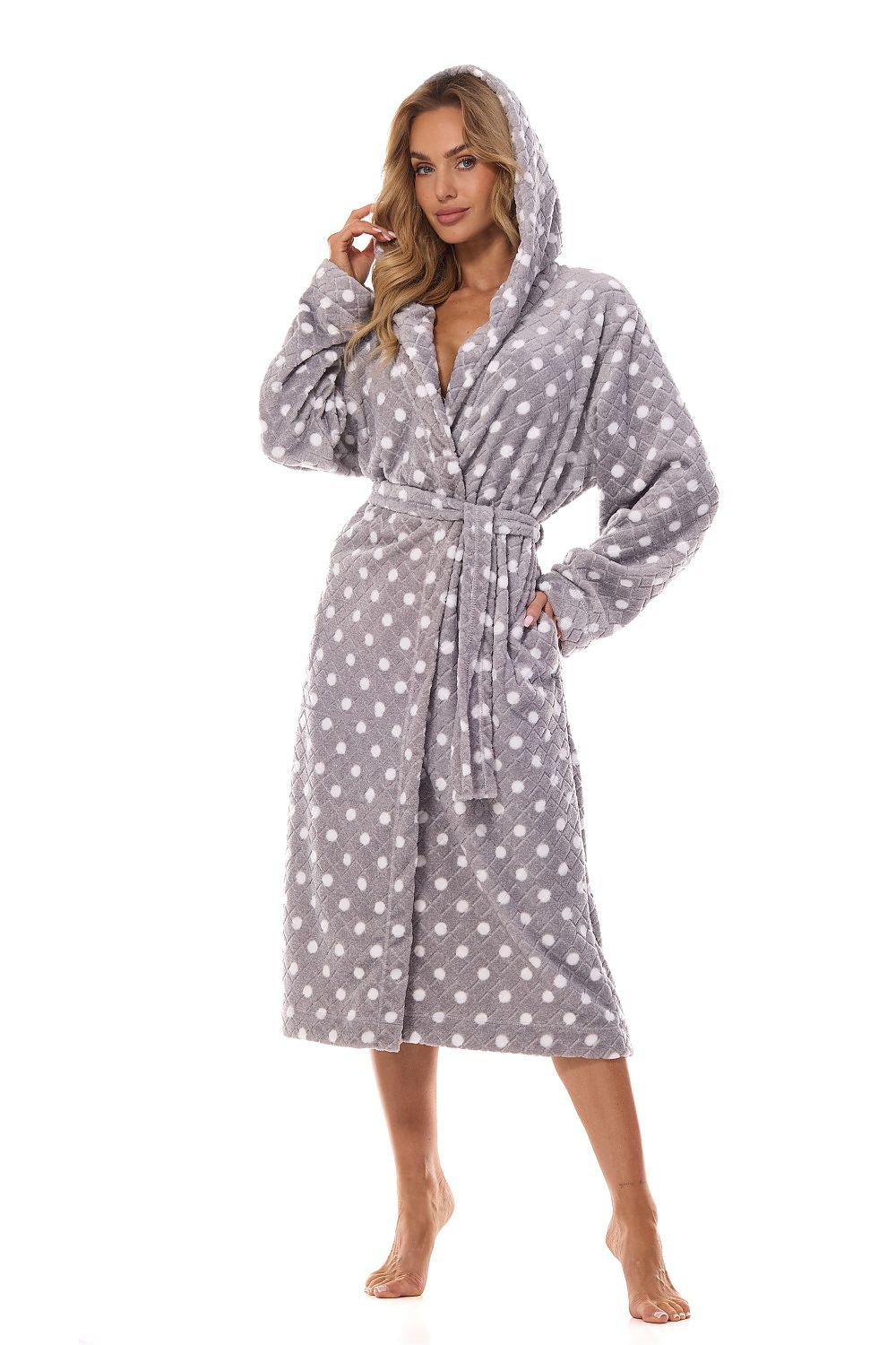 Bathrobe with a cute polka dot print