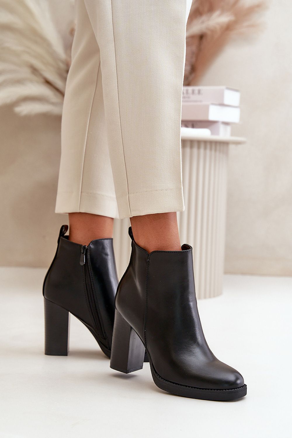 Women's eco leather ankle heel boots