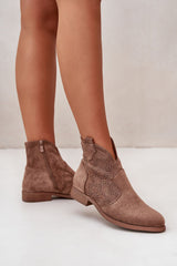 Women's eco suede flat heel ankle boots