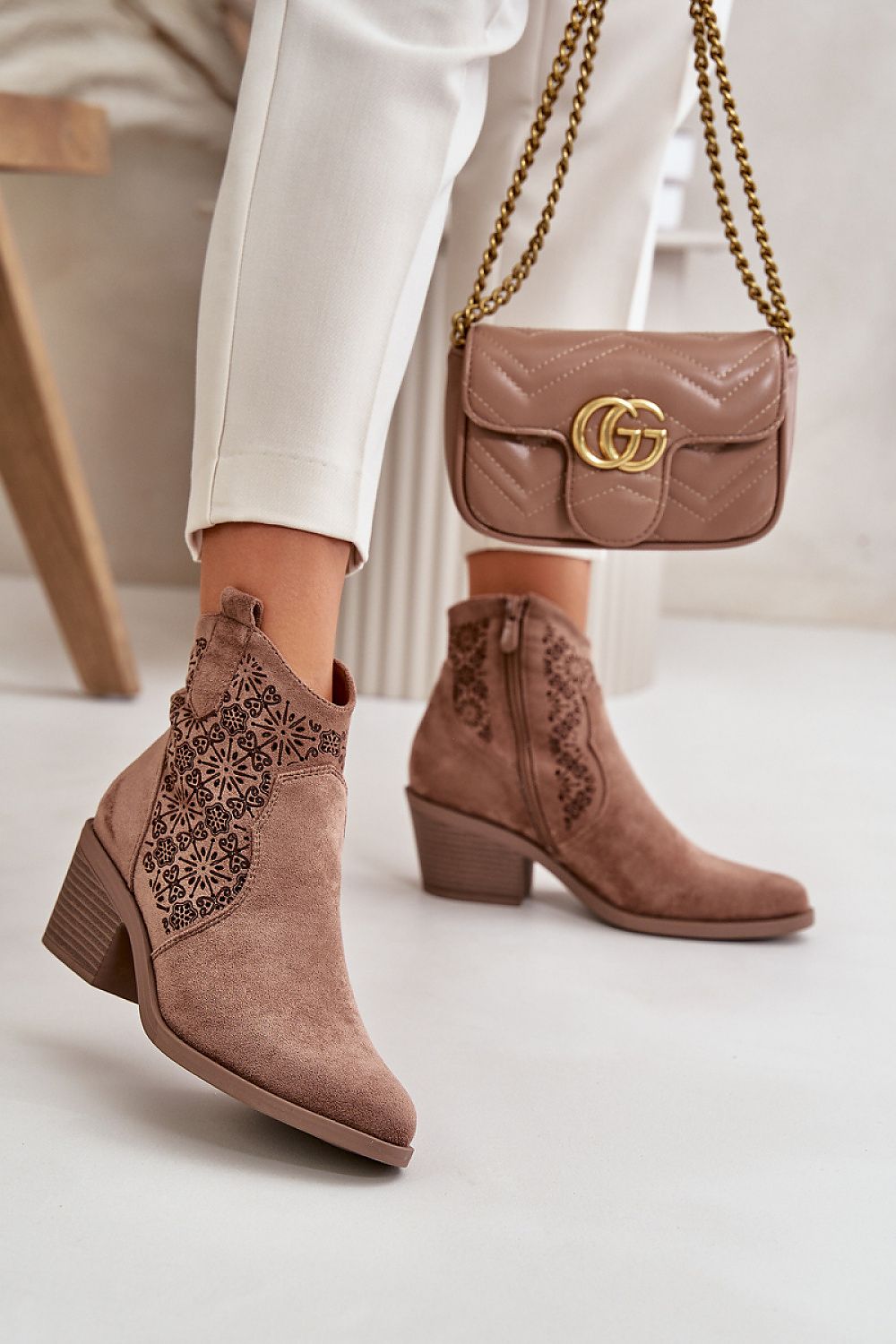 Pointy toes eco-suede heel ankle boots