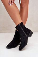 Low heels ankle boots with zipper