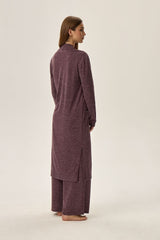 Long open cut and side slits bathrobe