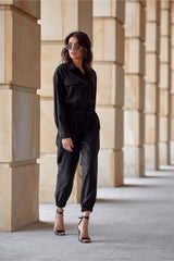 Long sleeves shirt style jumpsuit