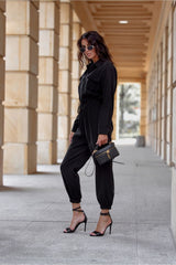 Long sleeves shirt style jumpsuit