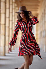 Long sleeves wrap-style dress