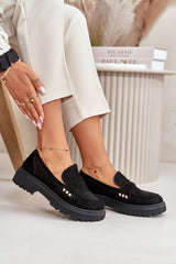 Flat heel platform loafers moccasin