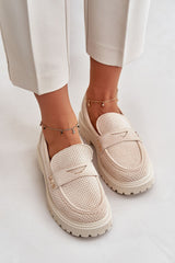 Flat heel platform loafers moccasin