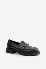 Rounder toe decorative leather loafers