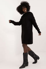 Knitted casual dress with a hood