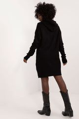 Knitted casual dress with a hood