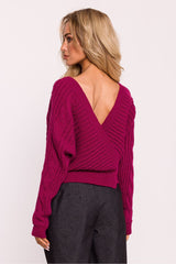 Short sweater made of ribbed yarn