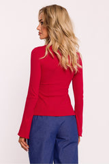 Long sleeves cotton knit fitted blouse