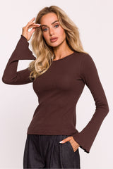 Long sleeves cotton knit fitted blouse