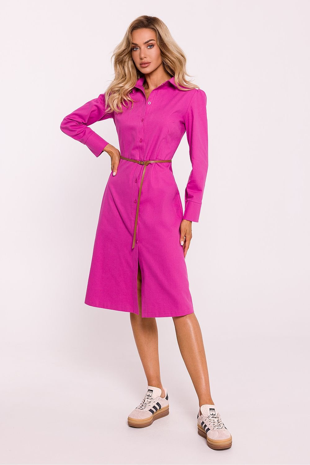 Long sleeves cotton knee-length daydress