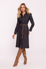 Long sleeves cotton knee-length daydress