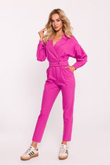 Long sleeves with snaps cotton fabric jumpsuit