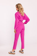 Long sleeves with snaps cotton fabric jumpsuit