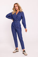 Long sleeves with snaps cotton fabric jumpsuit