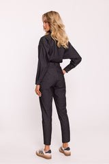 Long sleeves with snaps cotton fabric jumpsuit