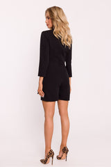 Elegant short cut jumpsuit with a jacket collar