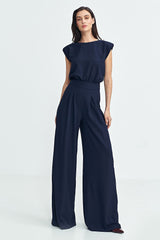 Elegant boat neck regular fit formal jumpsuit