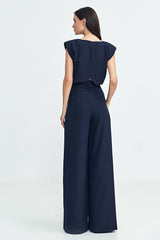 Elegant boat neck regular fit formal jumpsuit