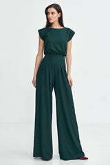 Elegant boat neck regular fit formal jumpsuit