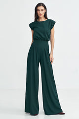 Elegant boat neck regular fit formal jumpsuit