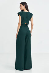 Elegant boat neck regular fit formal jumpsuit