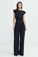 Elegant boat neck regular fit formal jumpsuit