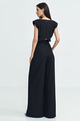 Elegant boat neck regular fit formal jumpsuit