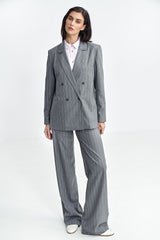 Classic lapel collar contrasting stripes jacket