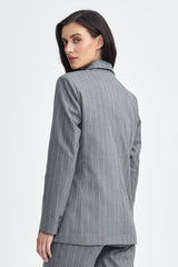 Classic lapel collar contrasting stripes jacket