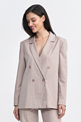 Classic lapel collar contrasting stripes jacket